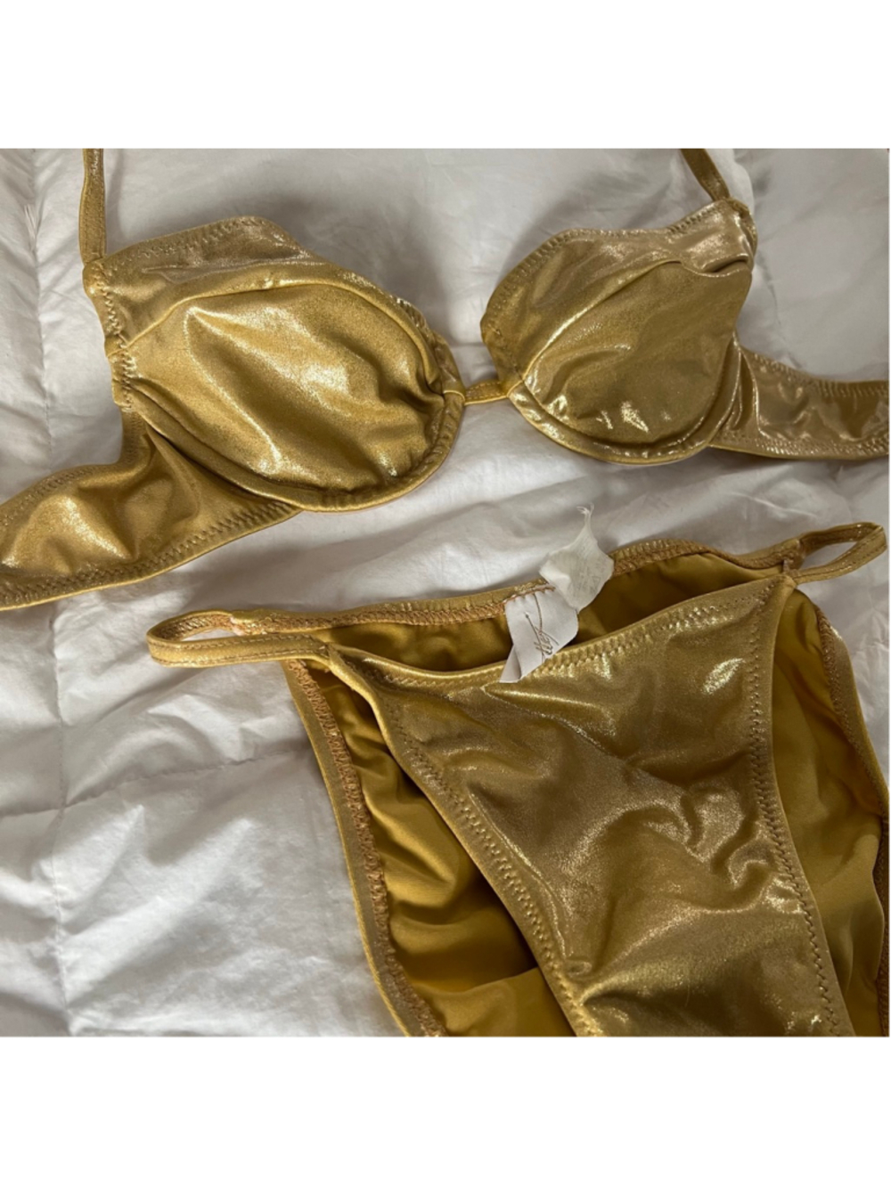 Vintage Gottex Gold Metallic Dazzle Bikini Set Size 8 XS/S RARE - Picture 3 of 10